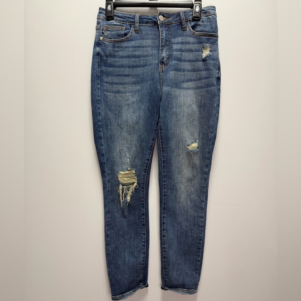 Judy Blue Distressed Relaxed Fit Denim Blue Jeans Size 28 | Casual + Comfy